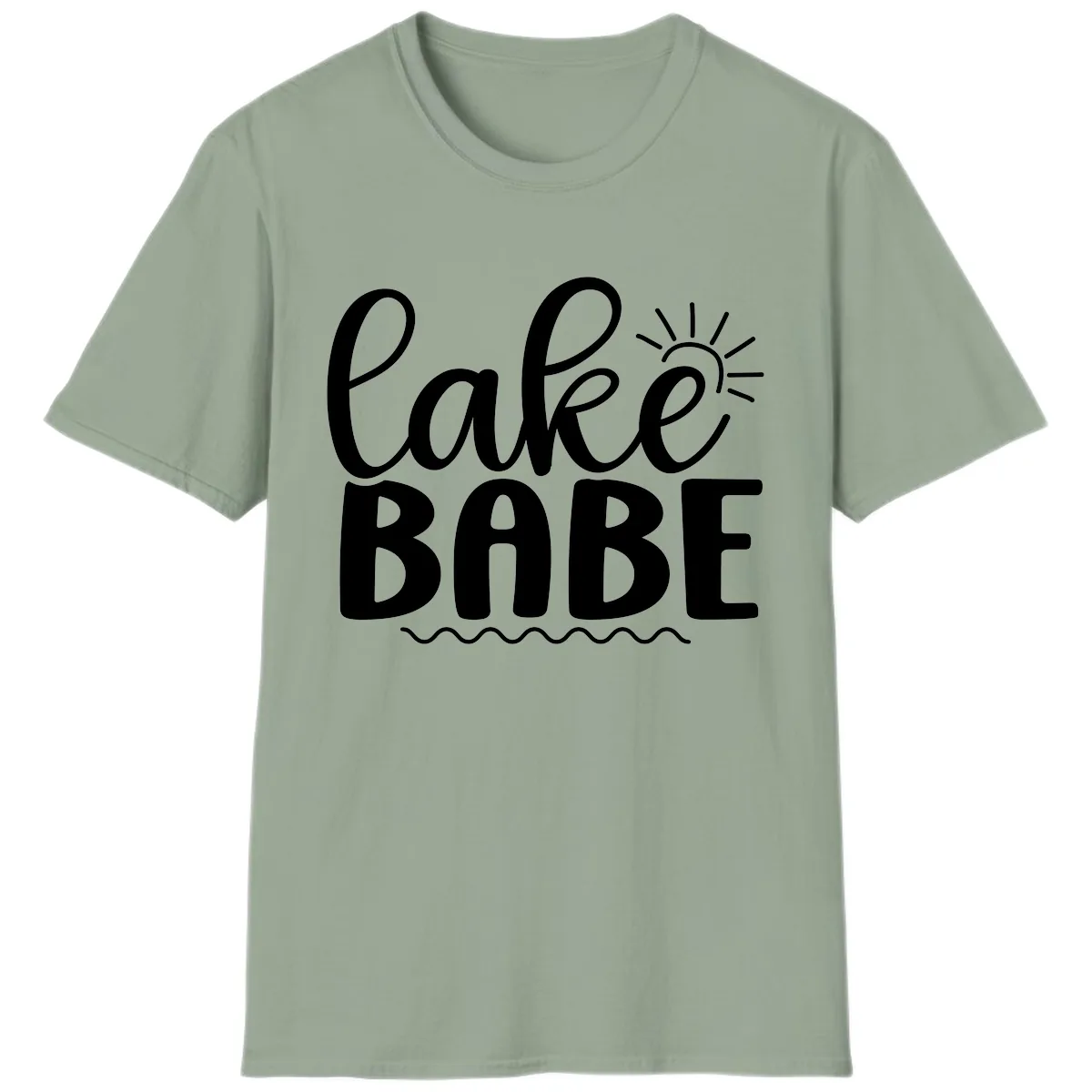 Lake Babe Typography Design T-Shirt in Sage