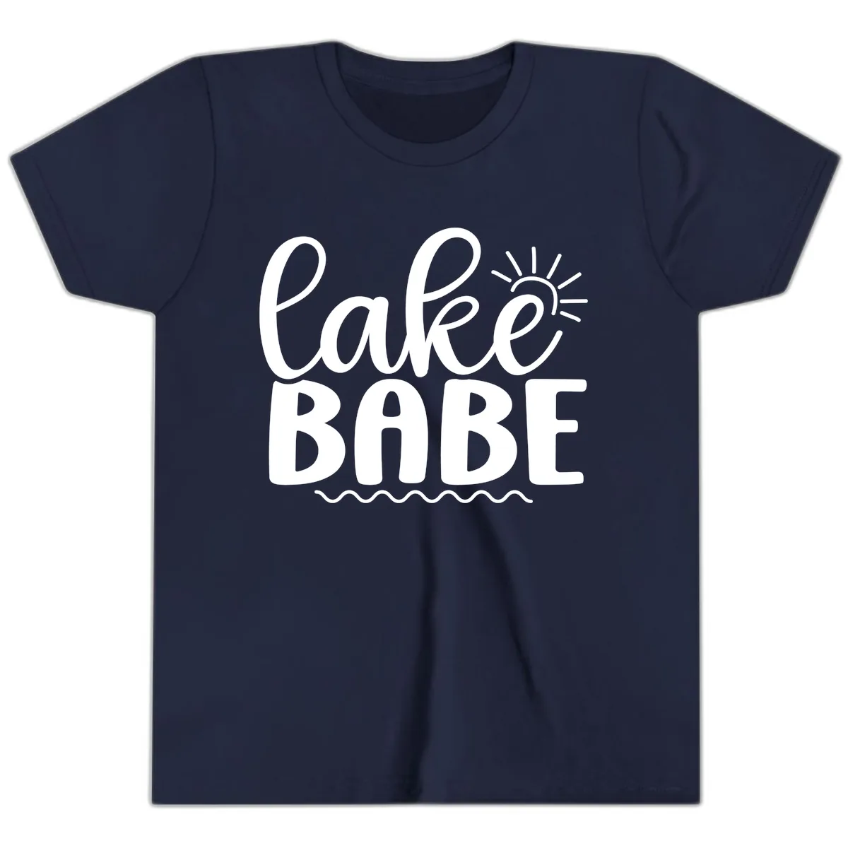 Lake Babe Typography Design Youth T-Shirt in Navy