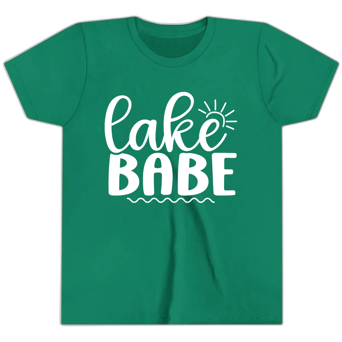 Lake Babe Typography Design Youth T-Shirt in Kelly