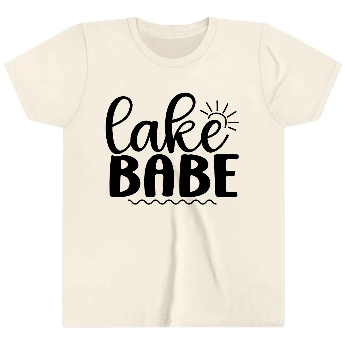 Lake Babe Typography Design Youth T-Shirt in Natural