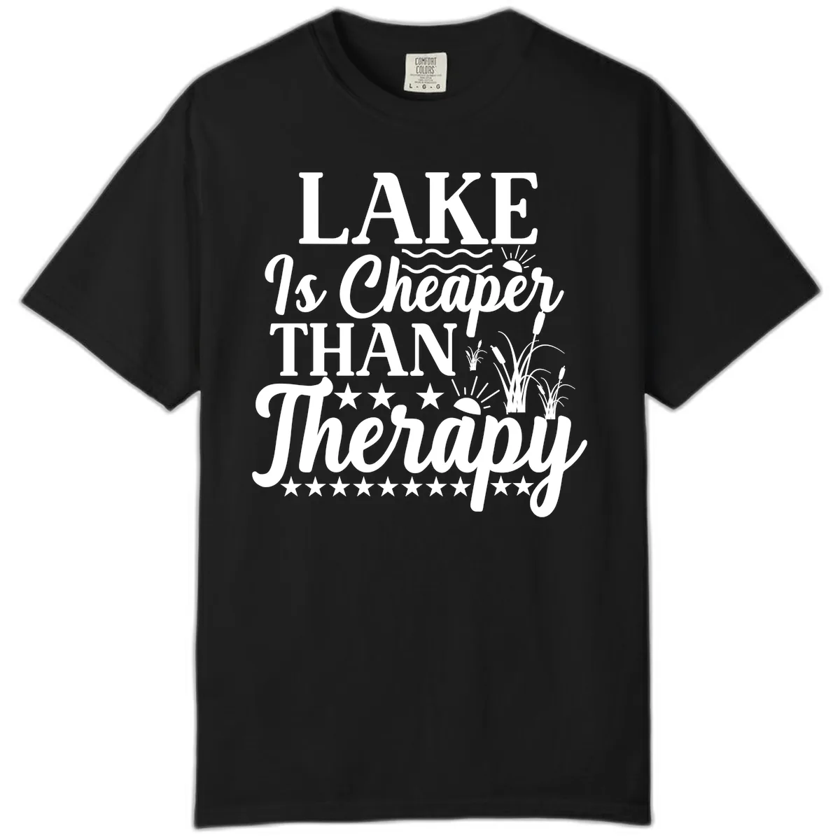 Lake Is Cheaper Than Therapy Design Comfort Color in Black