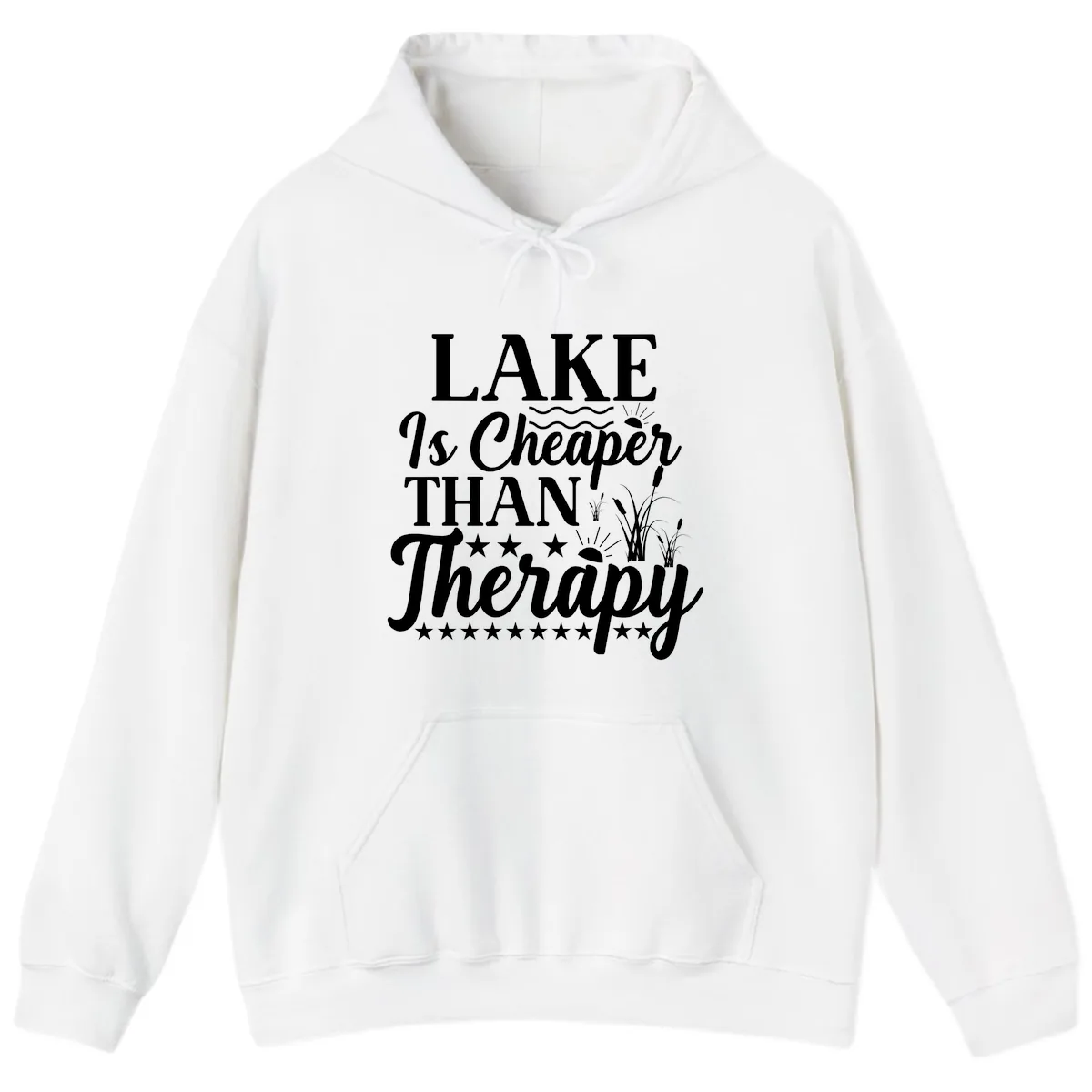 Lake Is Cheaper Than Therapy Design Hoodie in White