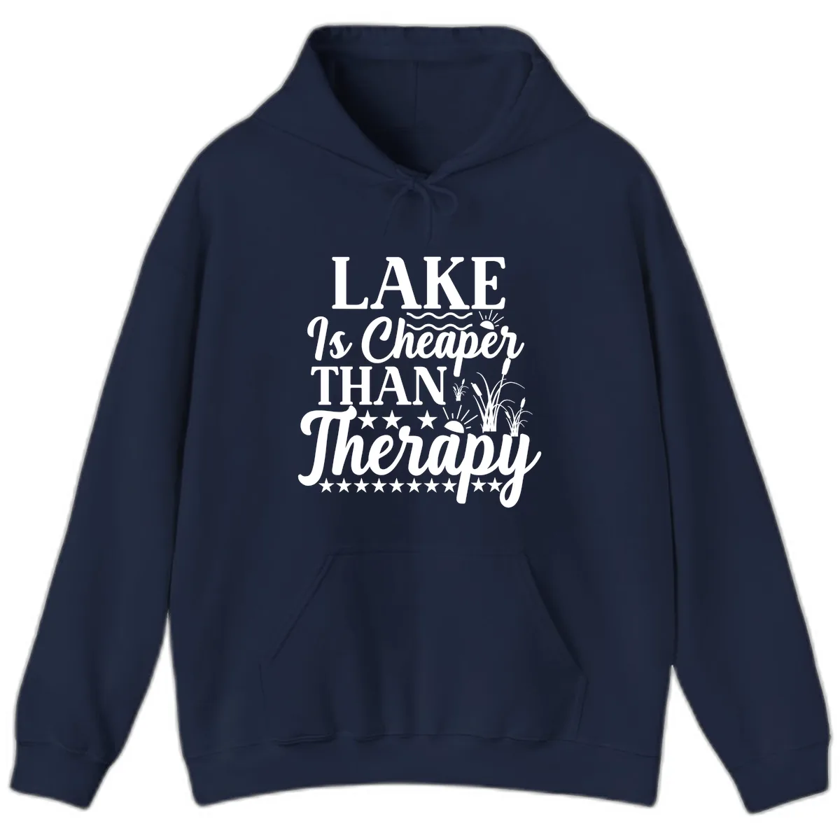 Lake Is Cheaper Than Therapy Design Hoodie in Navy