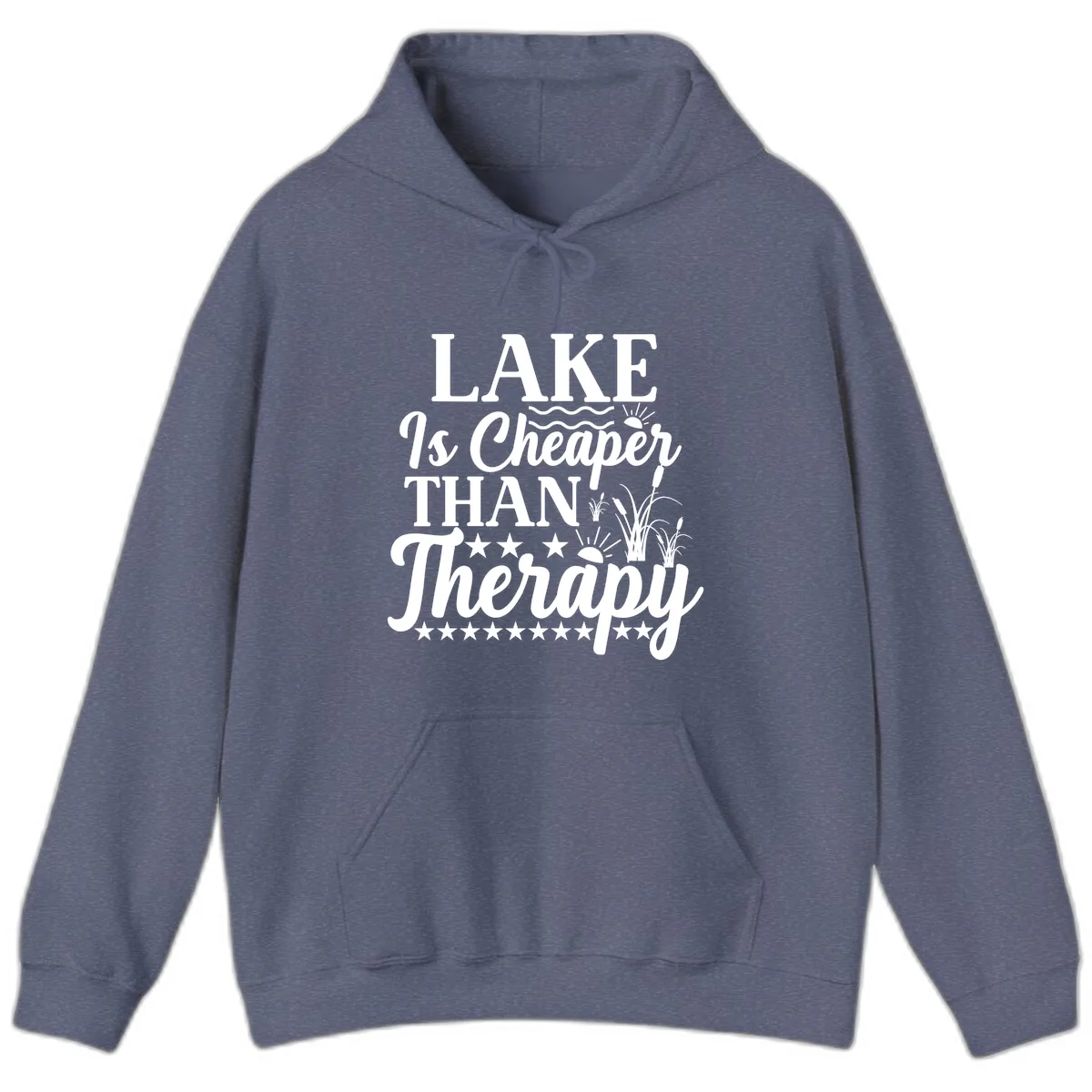 Lake Is Cheaper Than Therapy Design Hoodie in Heather Navy