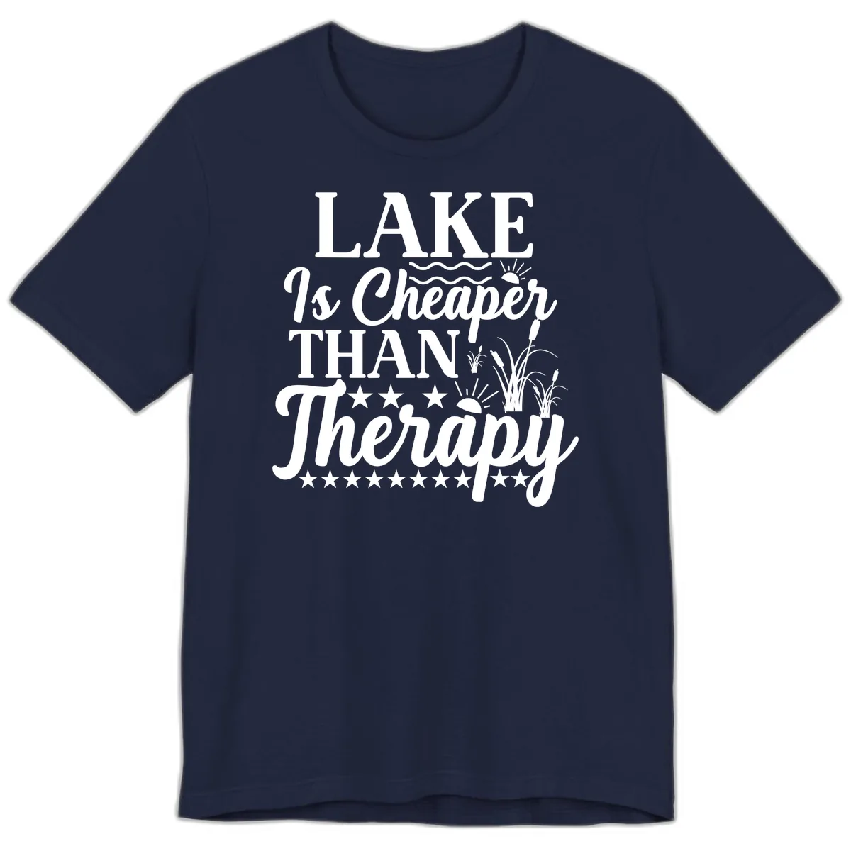 Lake Is Cheaper Than Therapy Design Premium T-Shirt in Navy
