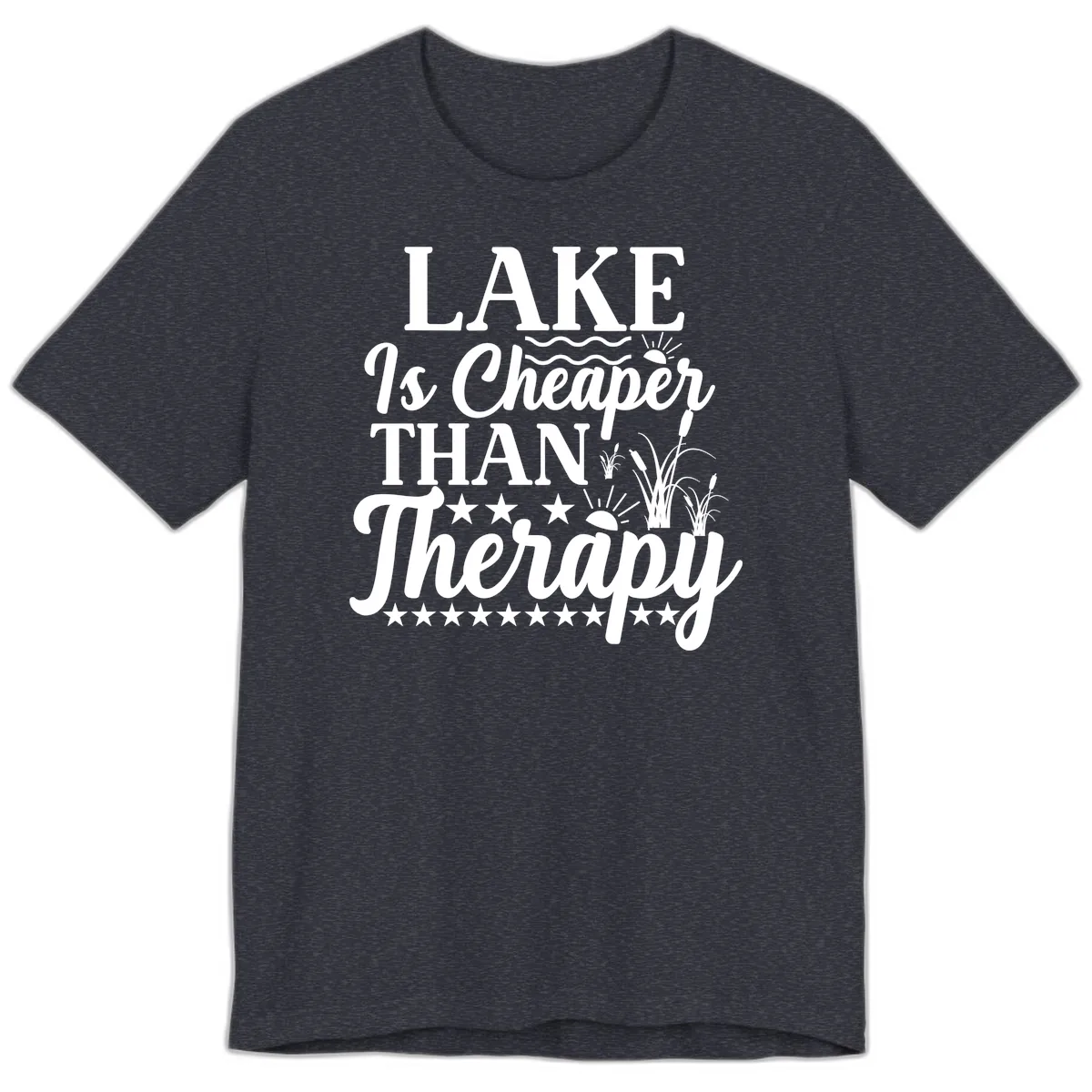 Lake Is Cheaper Than Therapy Design Premium T-Shirt in Heather Navy