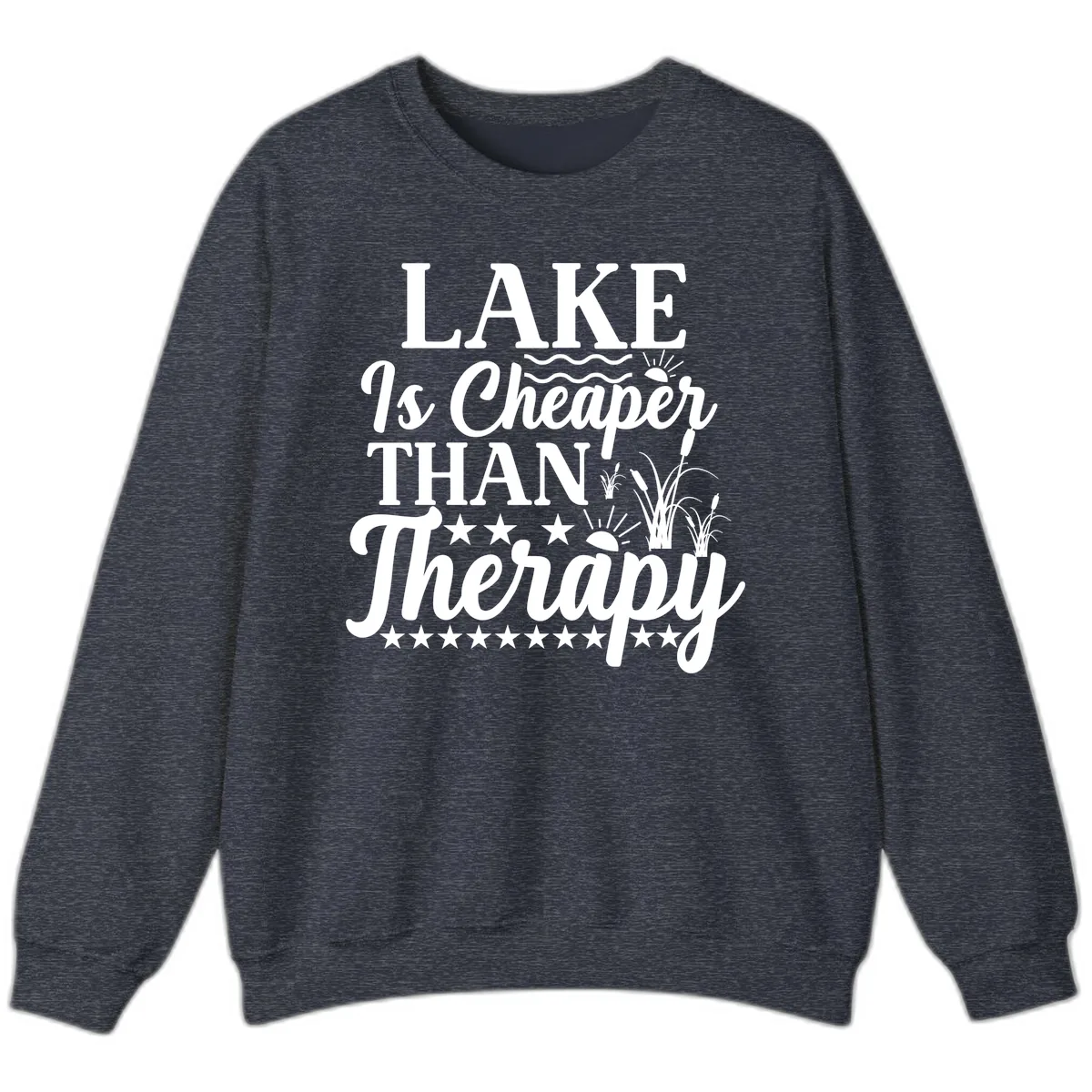 Lake Is Cheaper Than Therapy Design Sweatshirt in Heather Sport Dark Navy