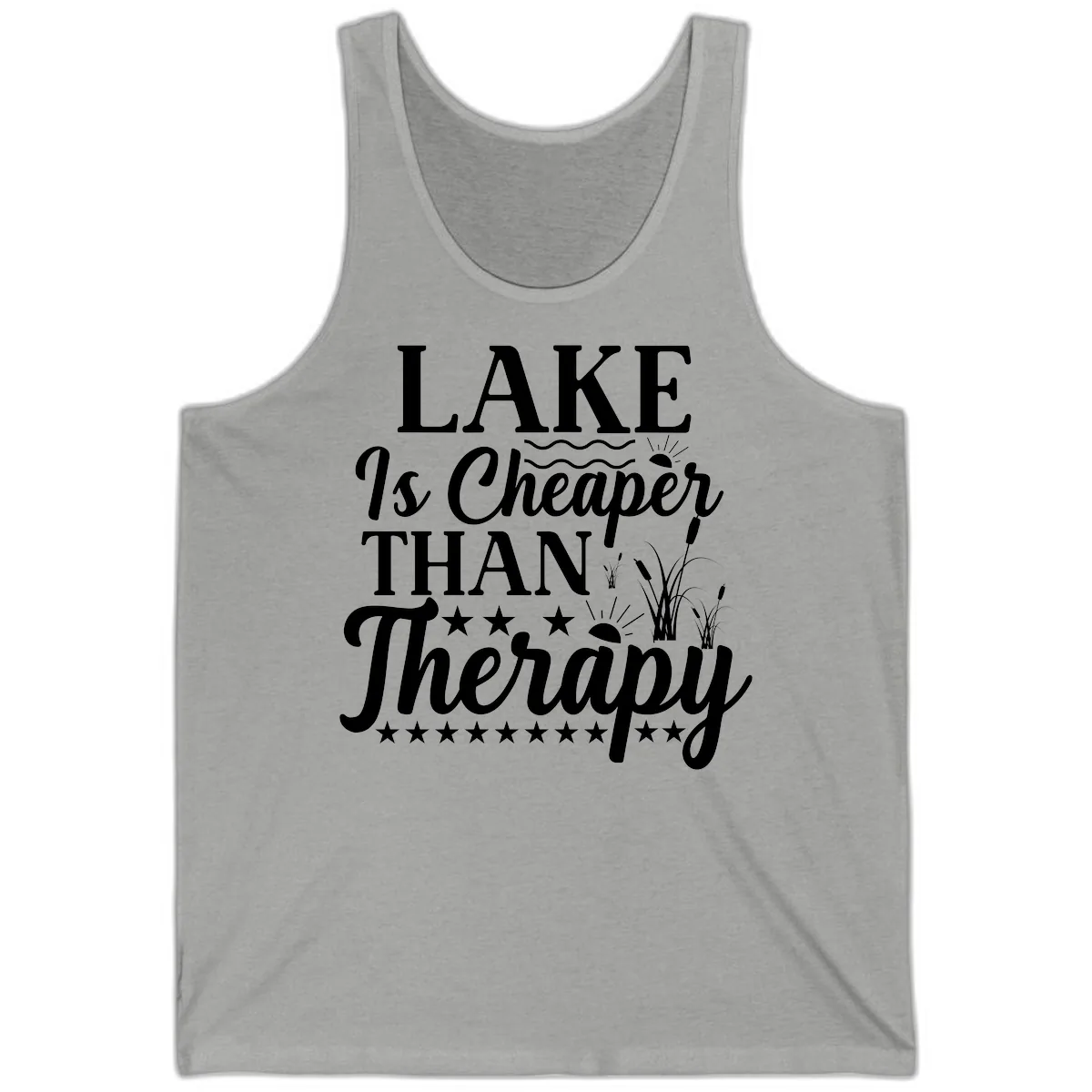 Lake Is Cheaper Than Therapy Design Tank in Athletic Heather