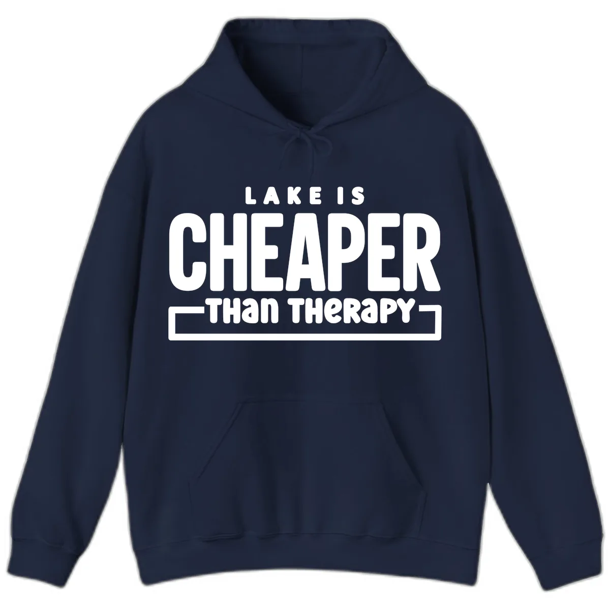 Lake Is Cheaper Than Therapy Hoodie in Navy