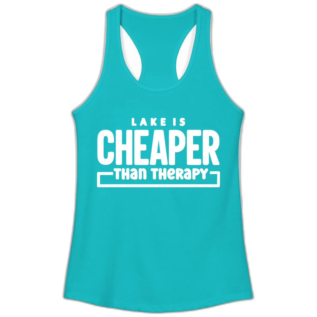 Lake Is Cheaper Than Therapy Ladies Tank in Tahiti Blue