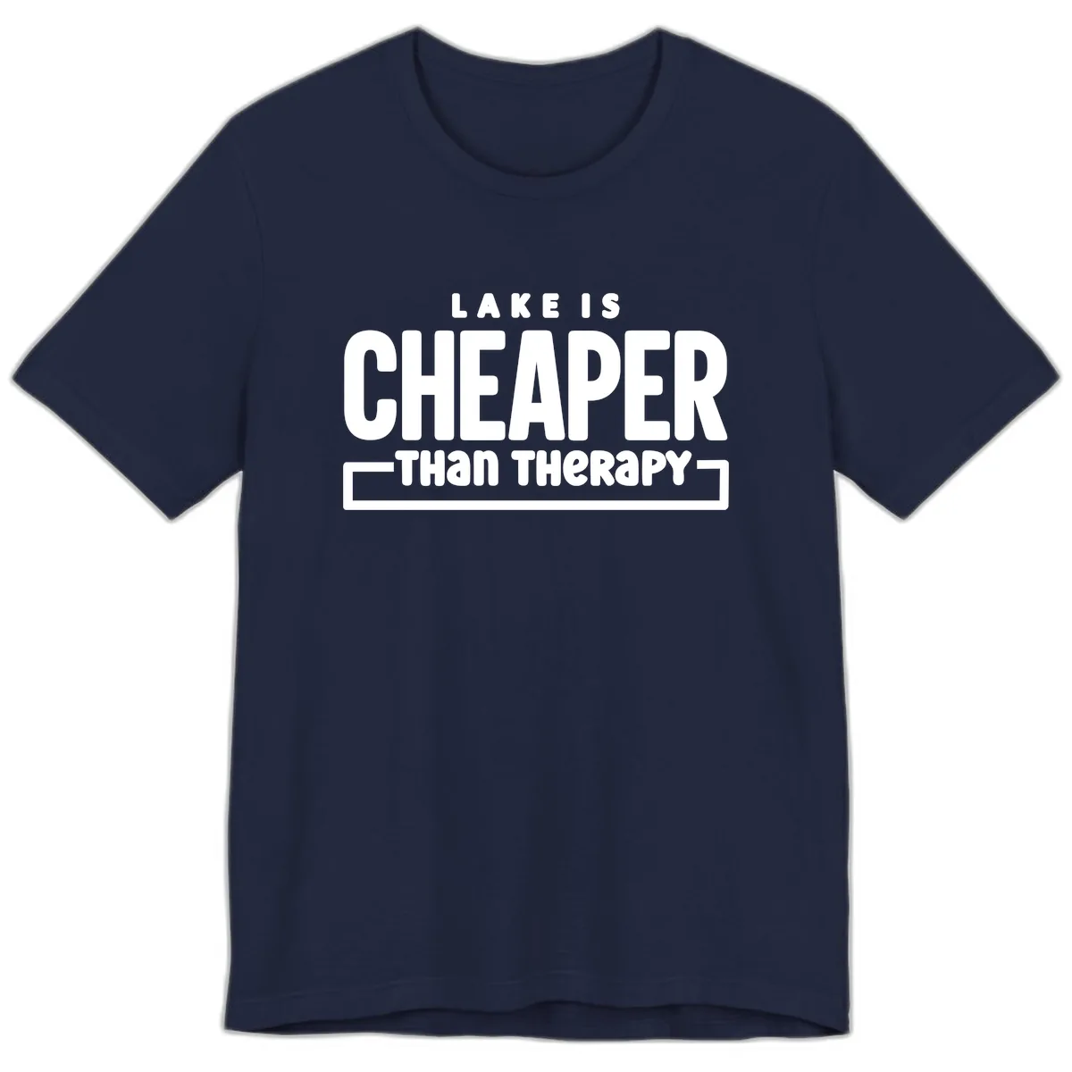 Lake Is Cheaper Than Therapy Premium T-Shirt in Navy