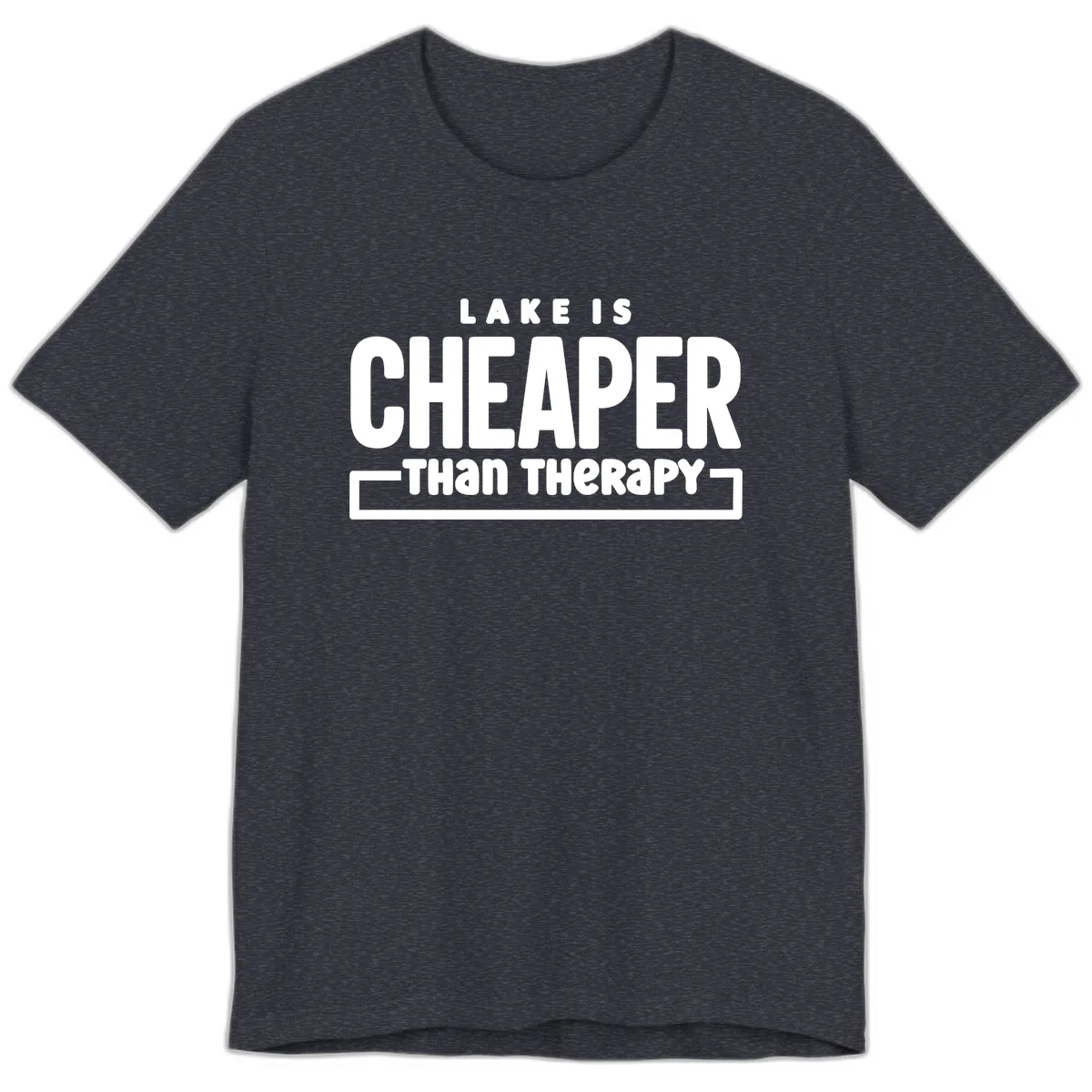 Lake Is Cheaper Than Therapy Premium T-Shirt in Heather Navy