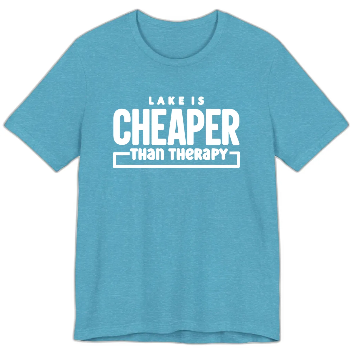 Lake Is Cheaper Than Therapy Premium T-Shirt in Heather Aqua
