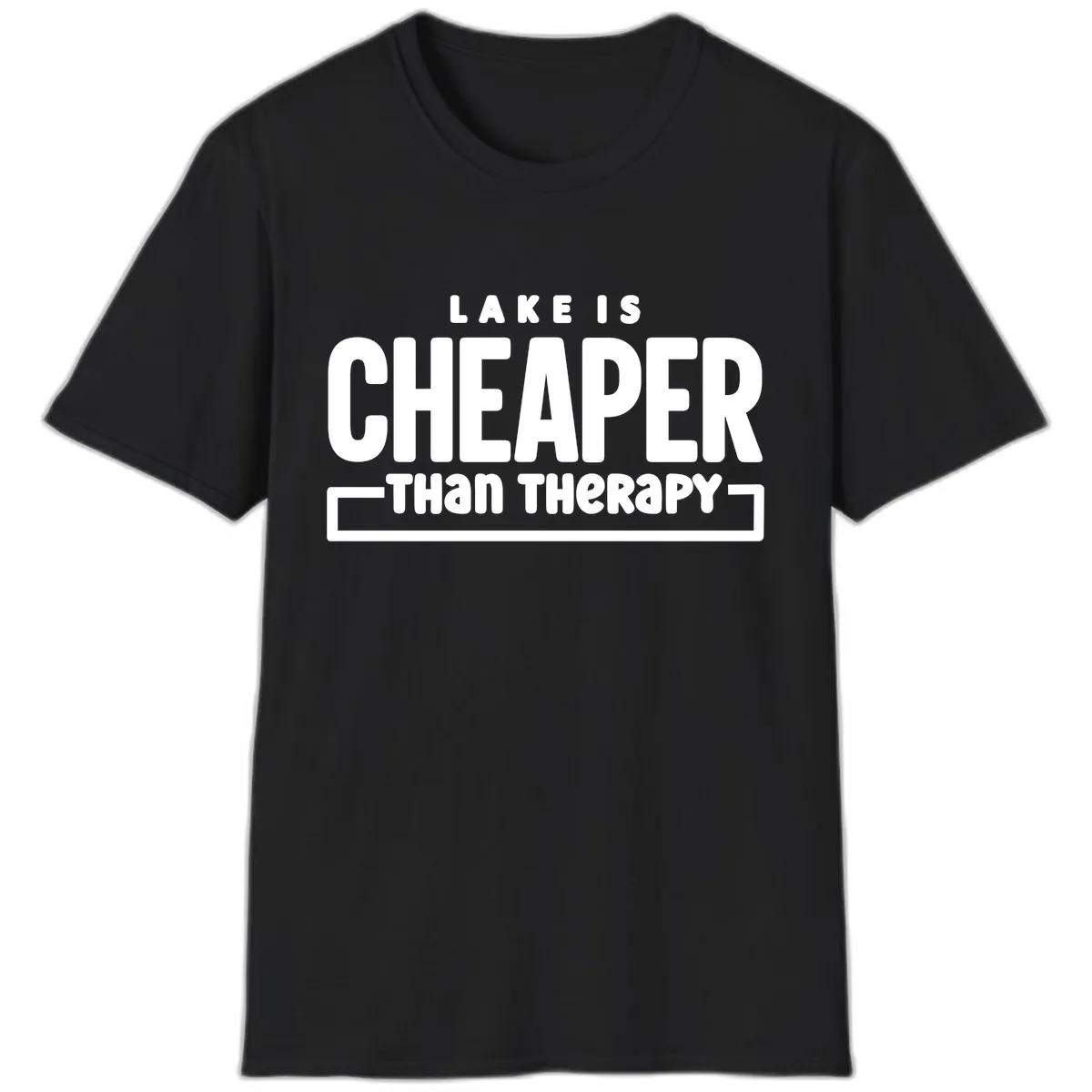 Lake Is Cheaper Than Therapy T-Shirt in Black
