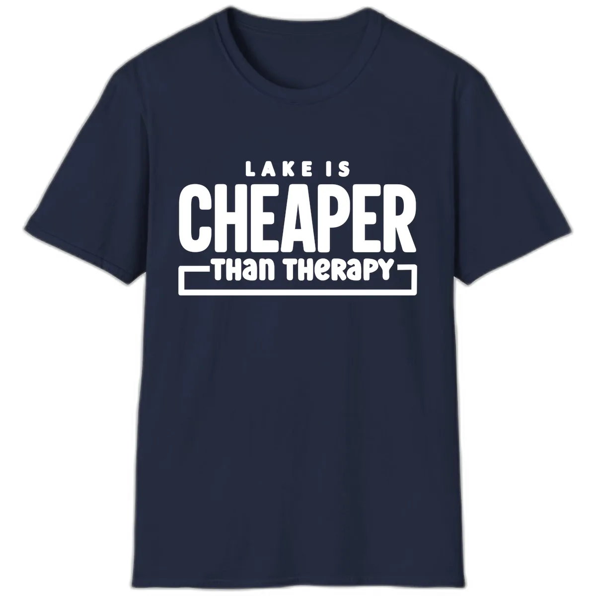 Lake Is Cheaper Than Therapy T-Shirt in Navy