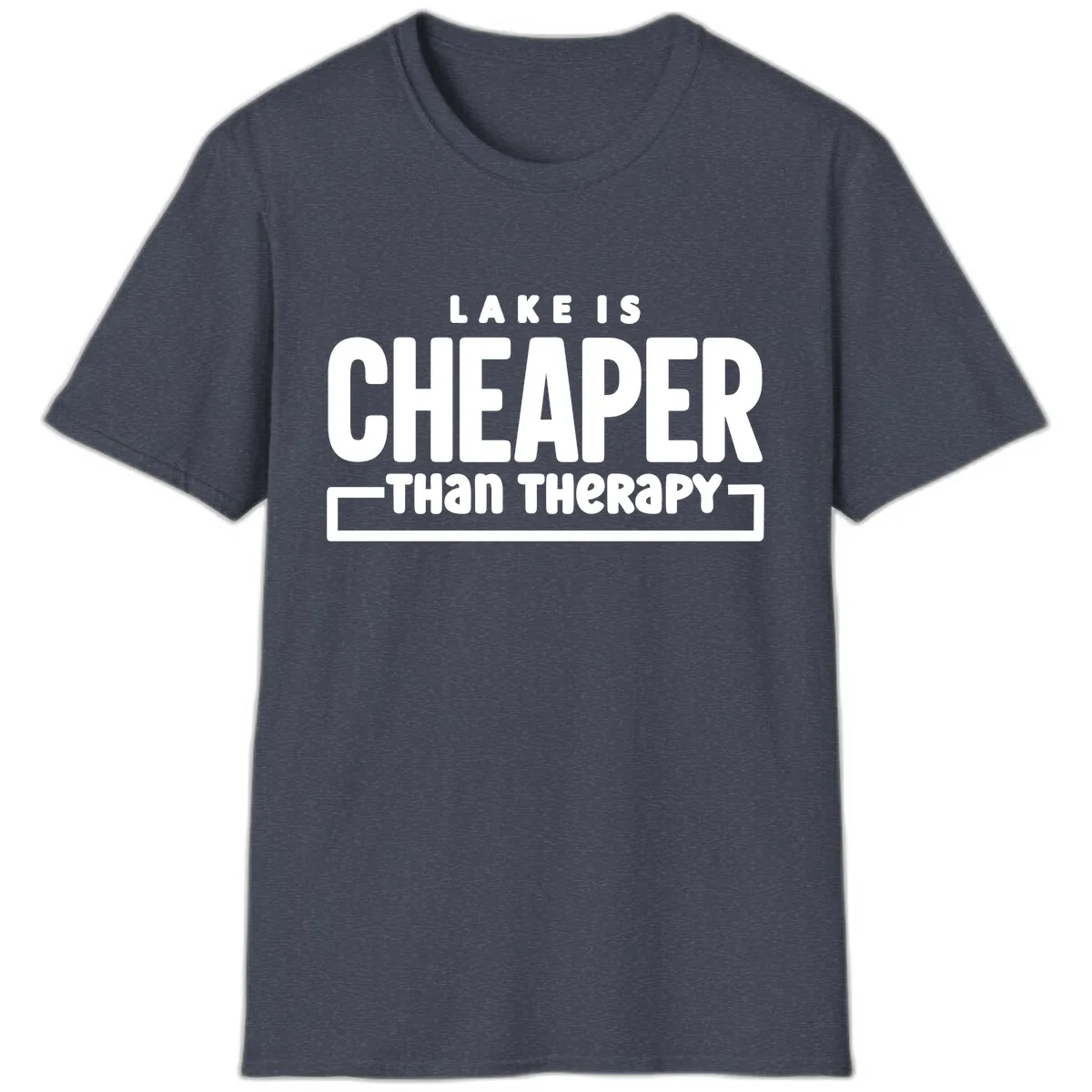 Lake Is Cheaper Than Therapy T-Shirt in Heather Navy