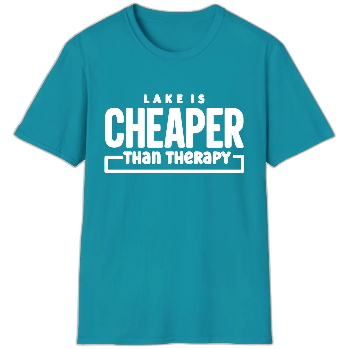 Lake Is Cheaper Than Therapy T-Shirt in Tropical Blue