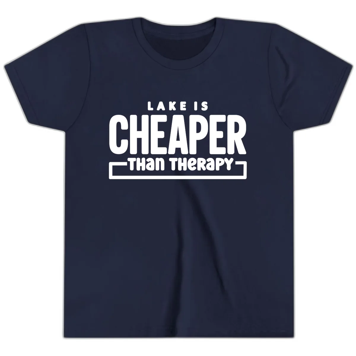 Lake Is Cheaper Than Therapy Youth T-Shirt in Navy