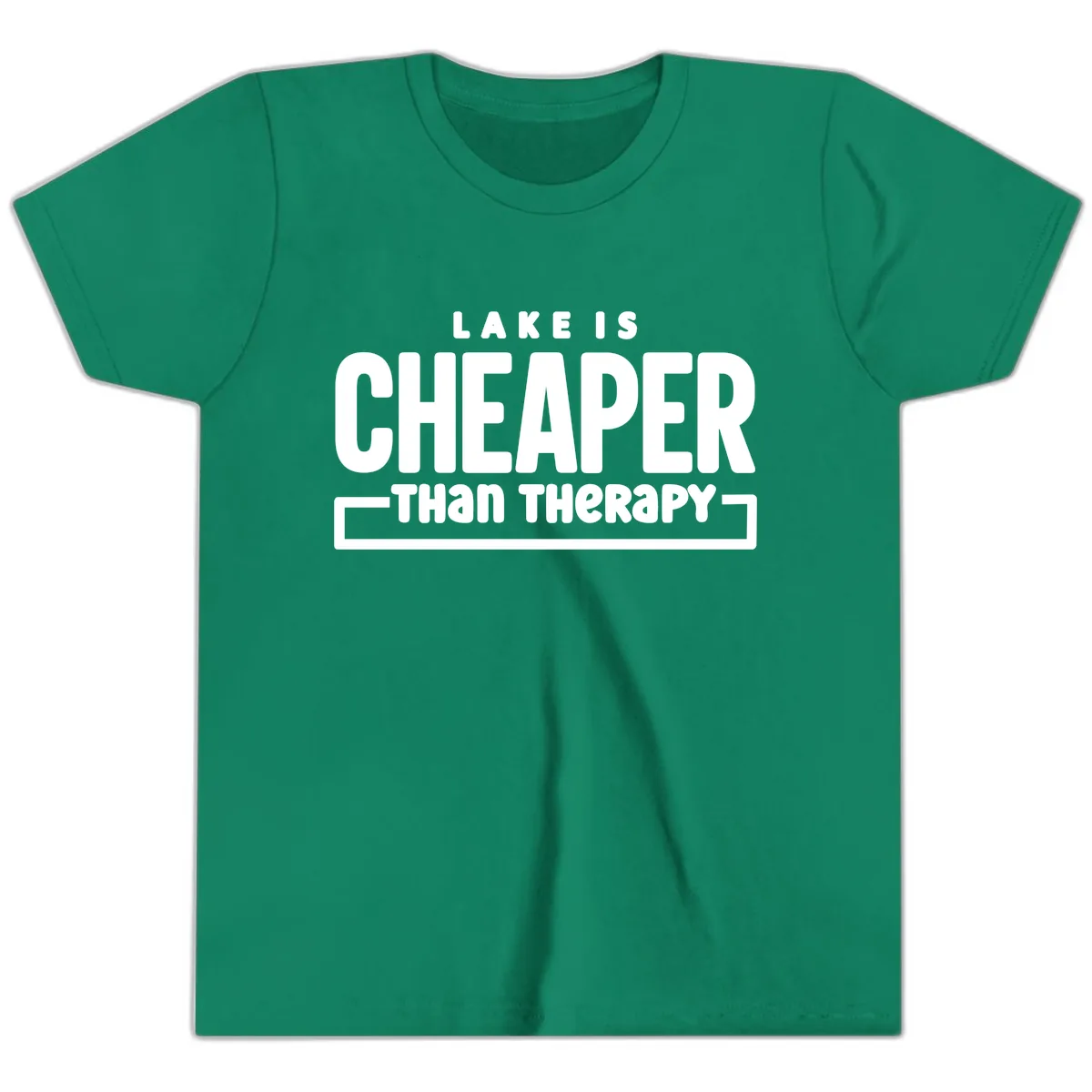 Lake Is Cheaper Than Therapy Youth T-Shirt in Kelly