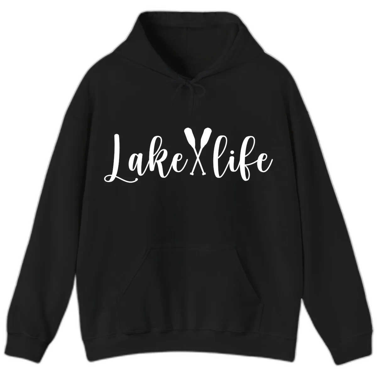 Lake Life Oar Design Hoodie in Black