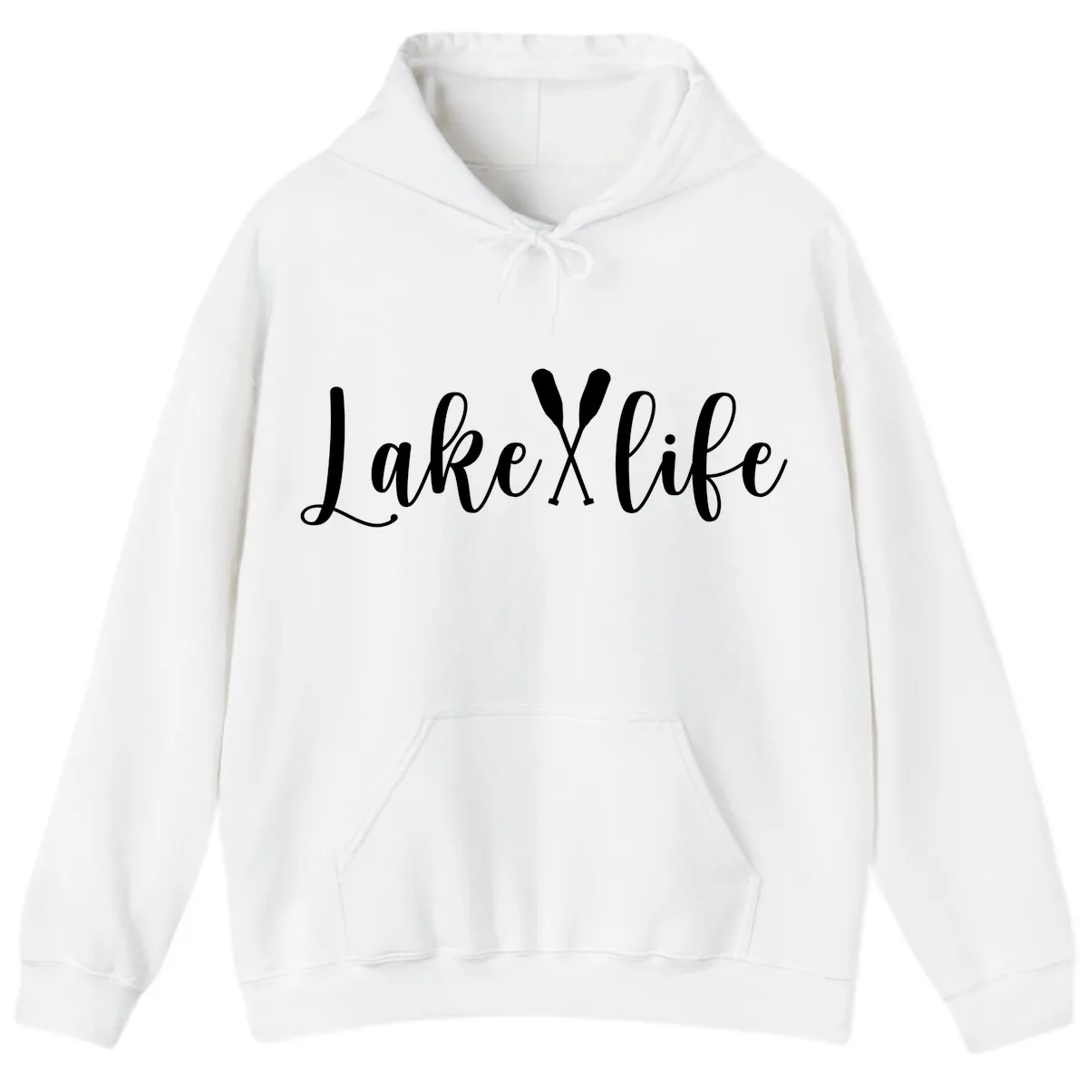 Lake Life Oar Design Hoodie in White