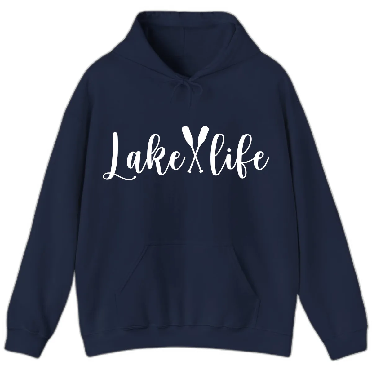 Lake Life Oar Design Hoodie in Navy