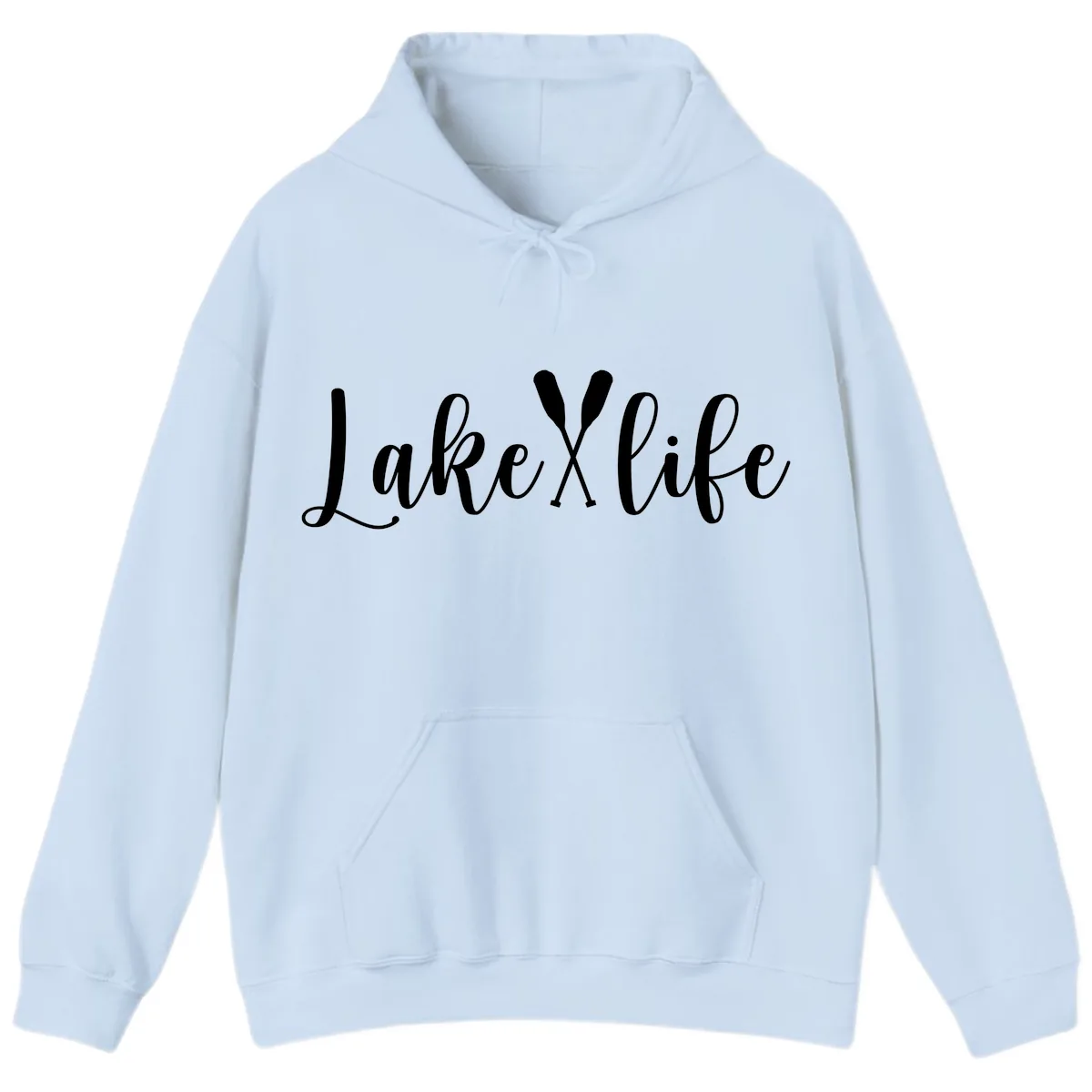 Lake Life Oar Design Hoodie in Light Blue