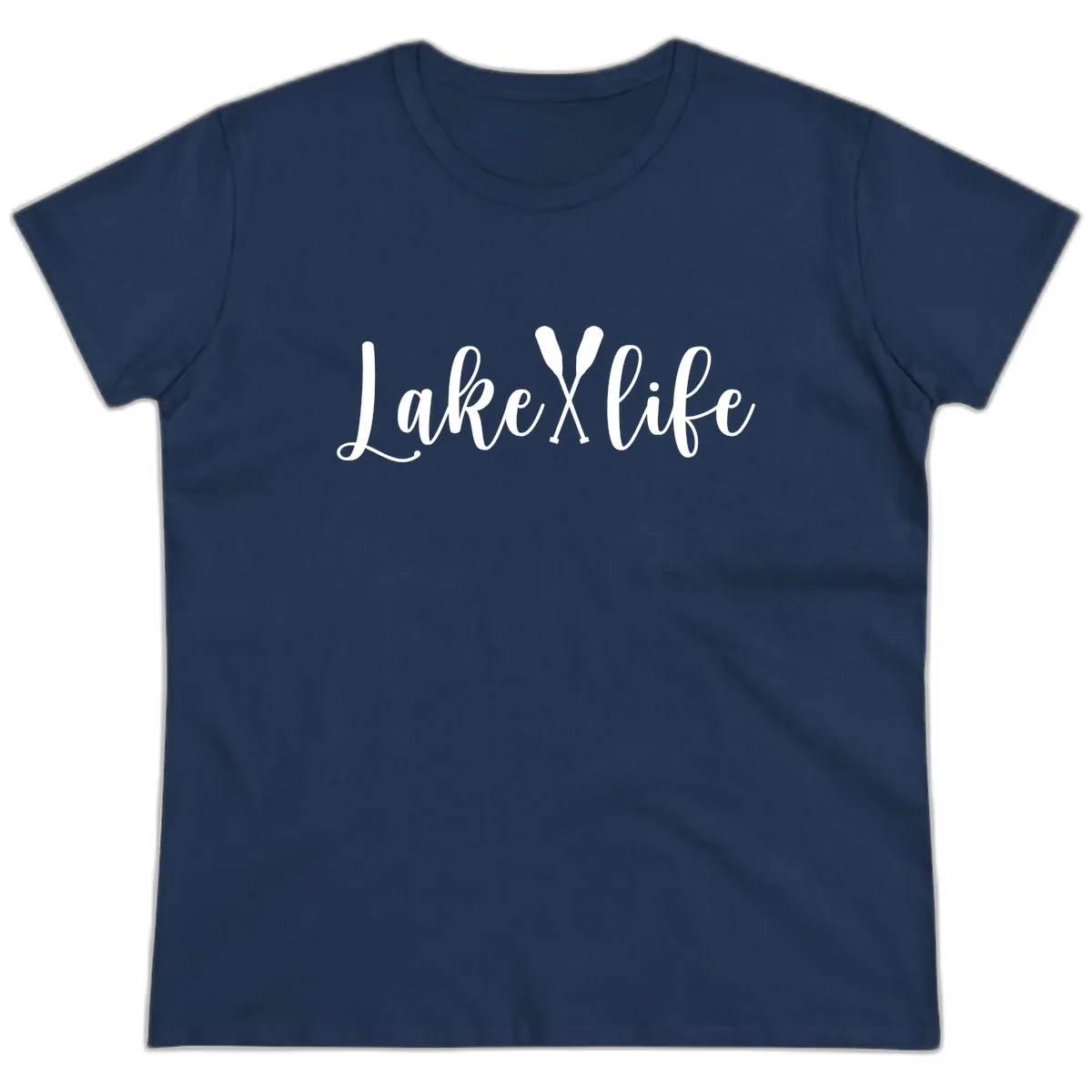 Lake Life Oar Design Ladies Tee in Navy