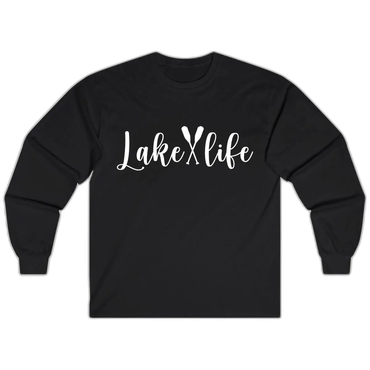 Lake Life Oar Design Long Sleeve in Black