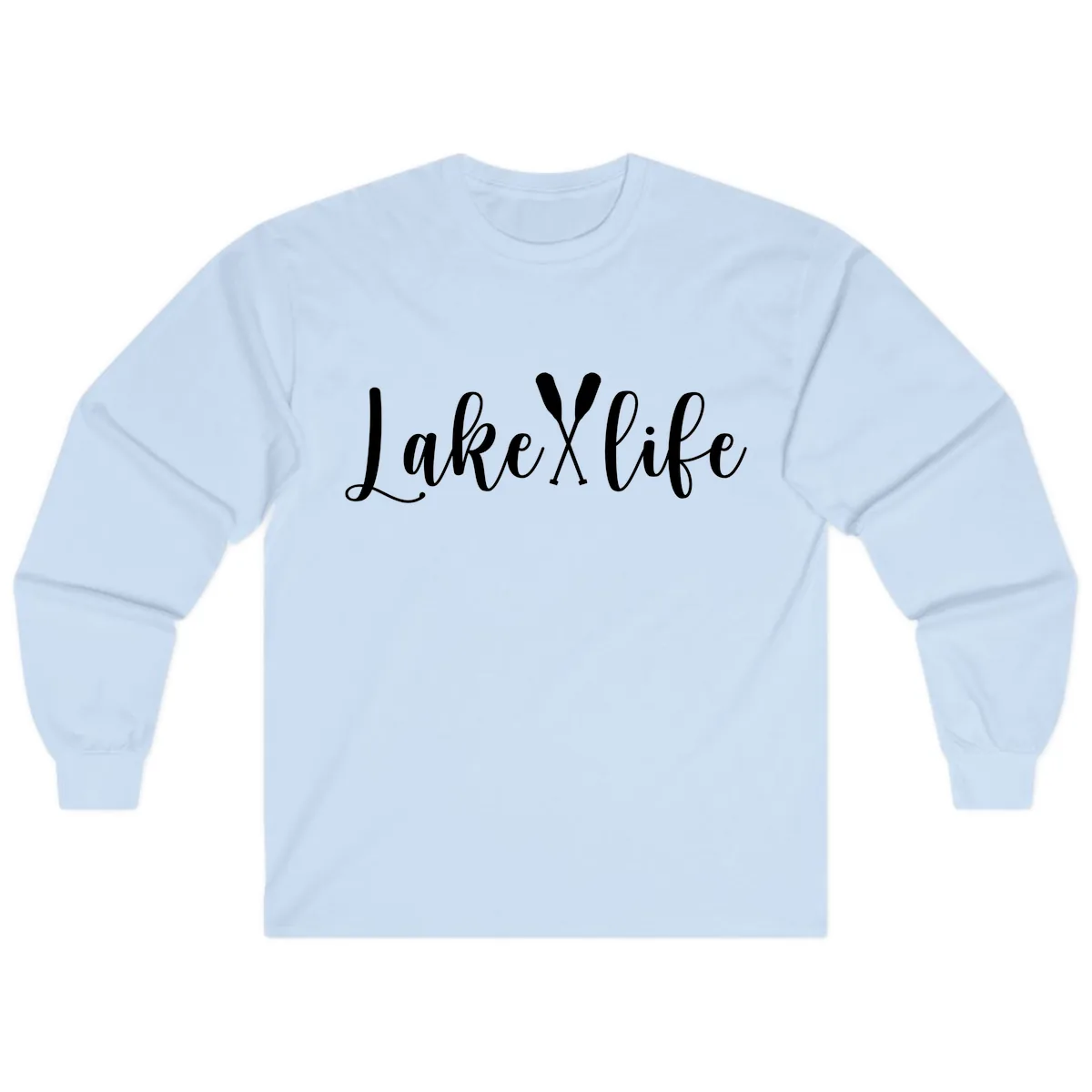 Lake Life Oar Design Long Sleeve in Light Blue