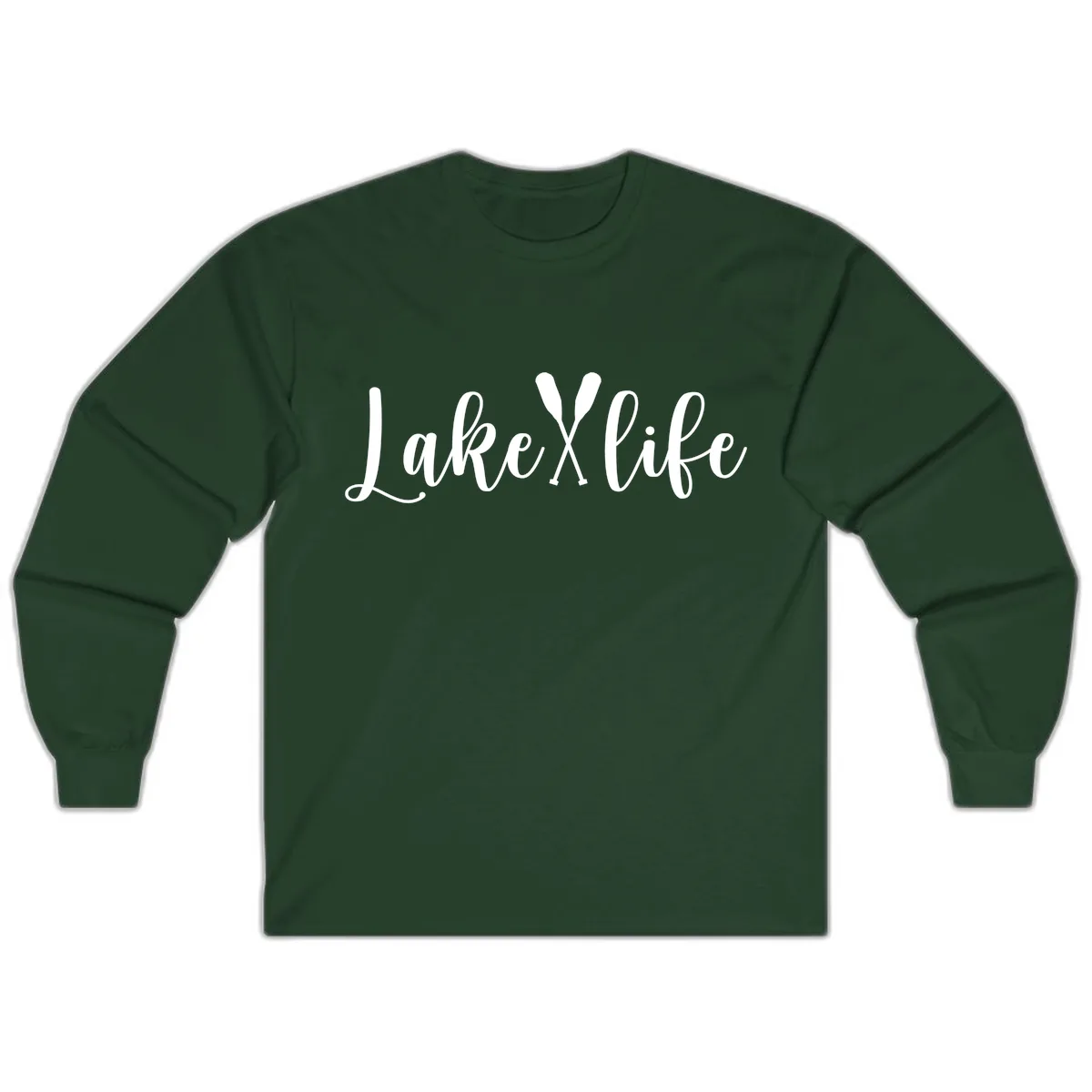 Lake Life Oar Design Long Sleeve in Forest Green