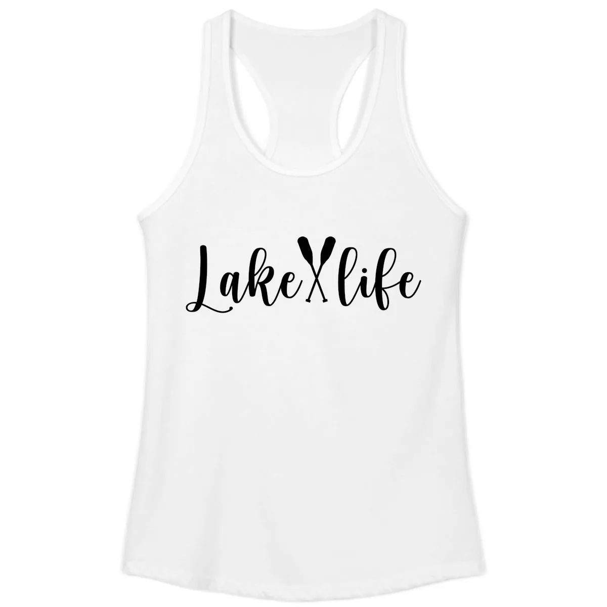 Lake Life Oar Design Ladies Tank in White