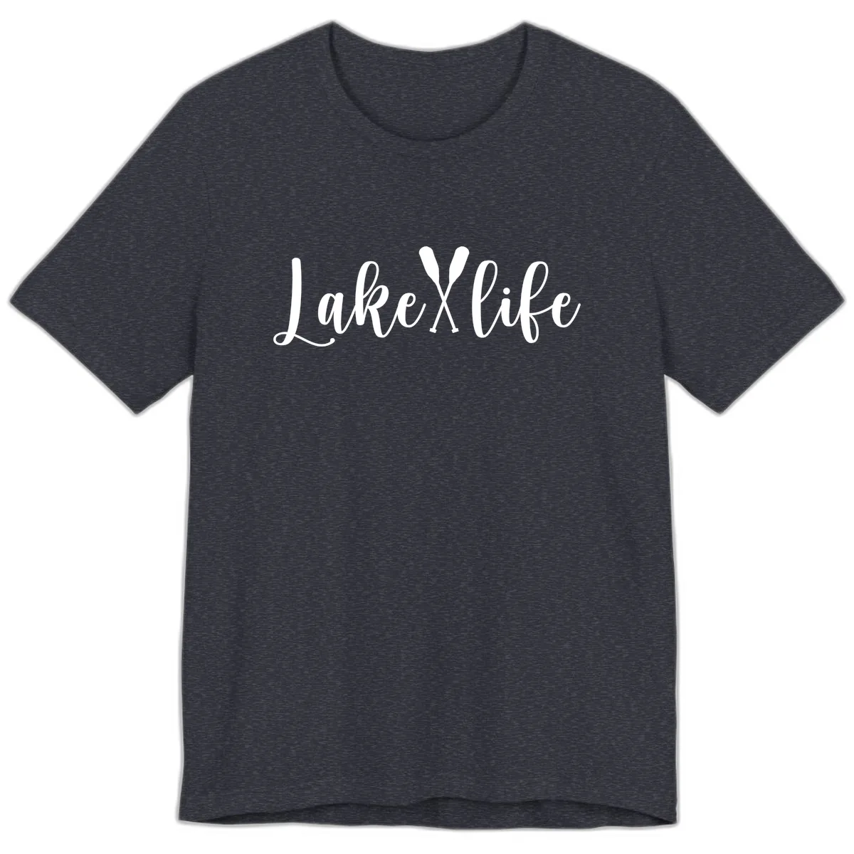 Lake Life Oar Design Premium T-Shirt in Heather Navy