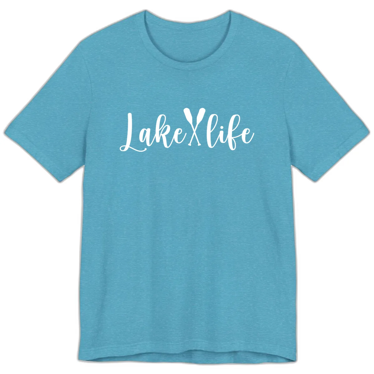 Lake Life Oar Design Premium T-Shirt in Heather Aqua