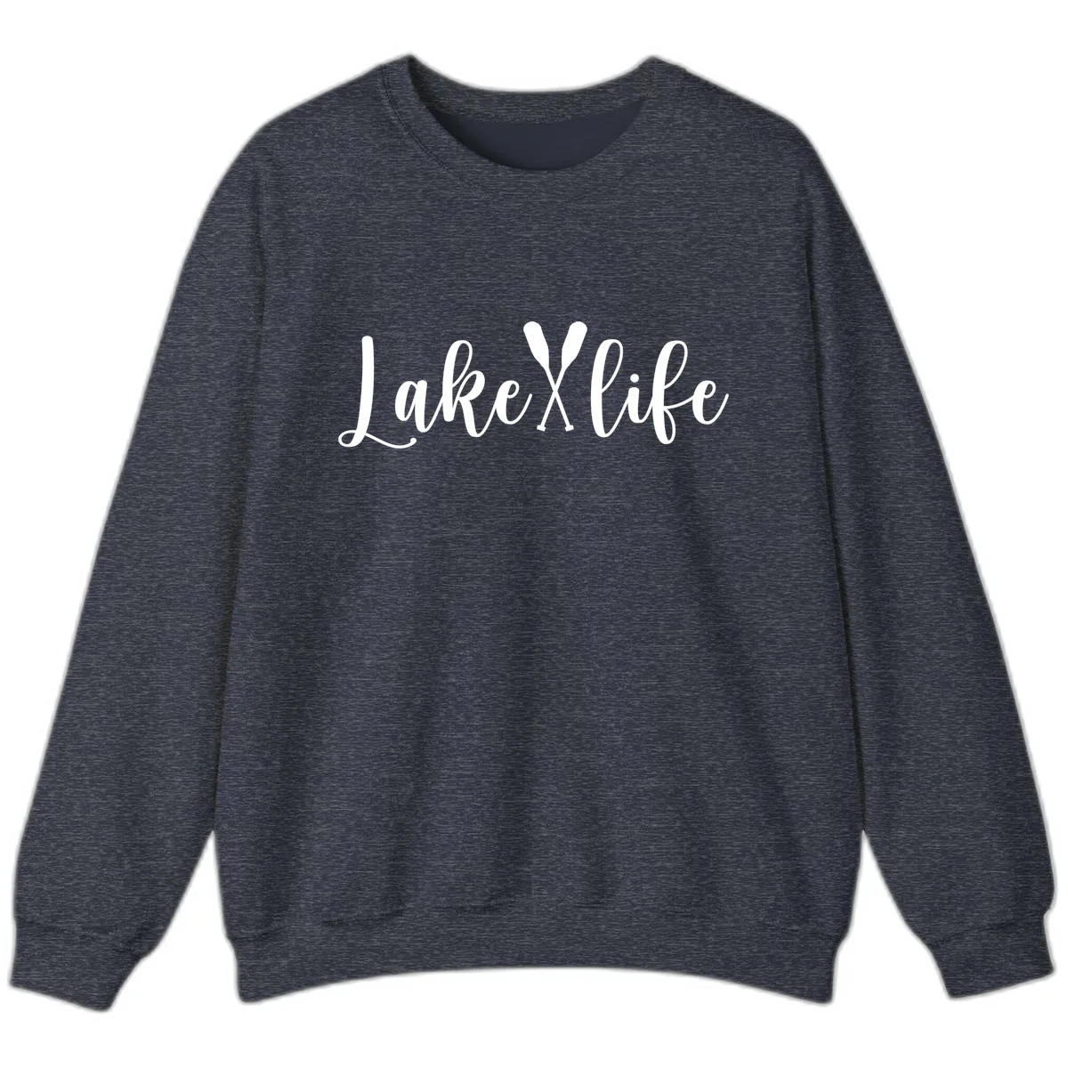 Lake Life Oar Design Sweatshirt in Heather Sport Dark Navy