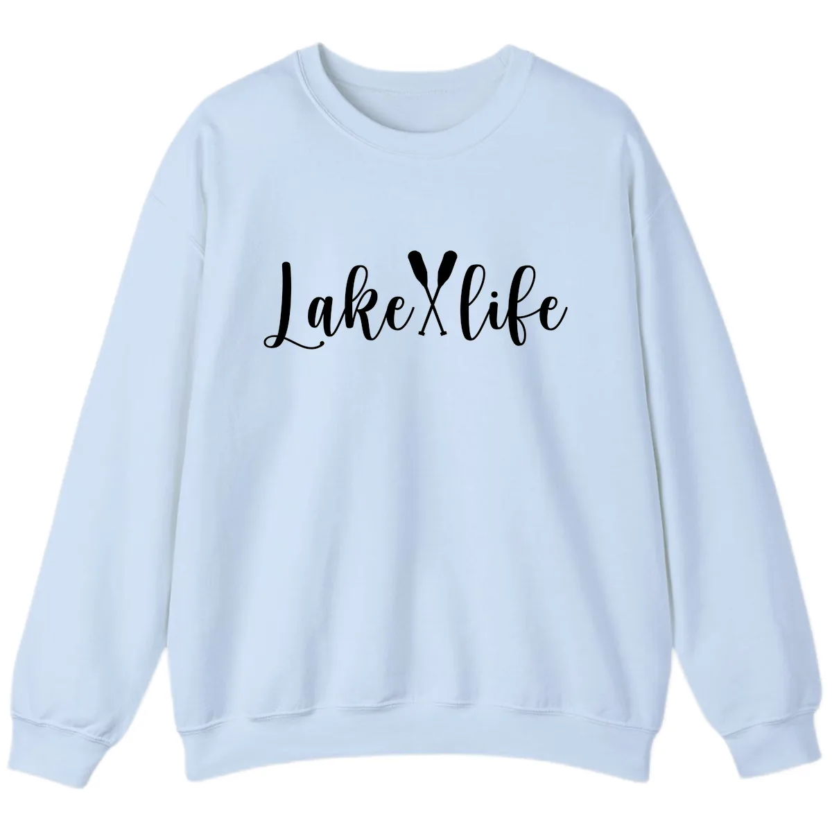 Lake Life Oar Design Sweatshirt in Light Blue