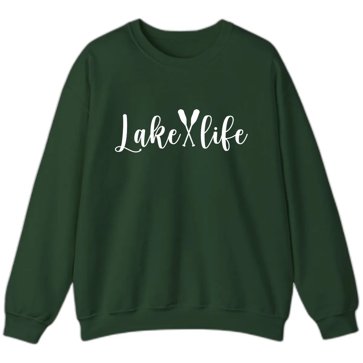 Lake Life Oar Design Sweatshirt in Forest Green