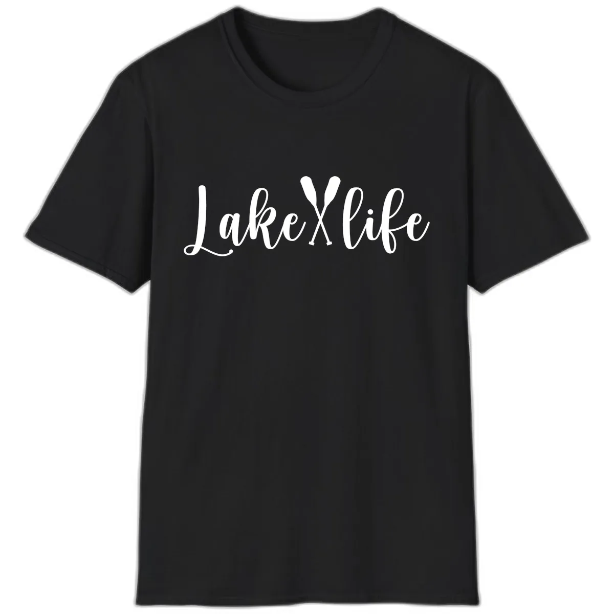 Lake Life Oar Design T-Shirt in Black