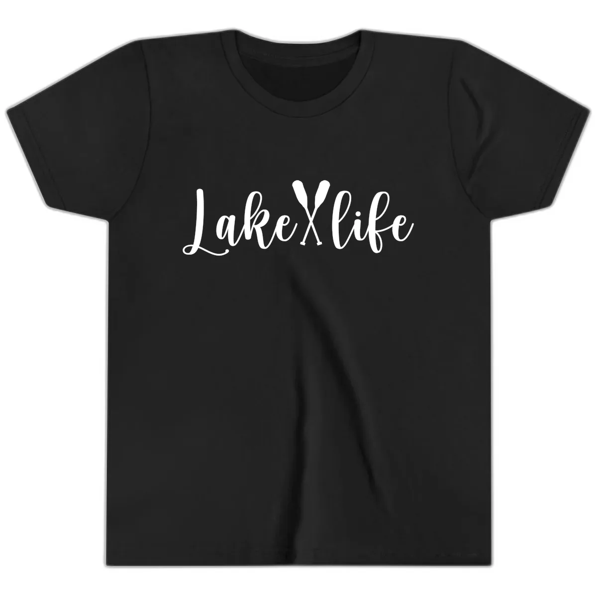 Lake Life Oar Design Youth T-Shirt in Black