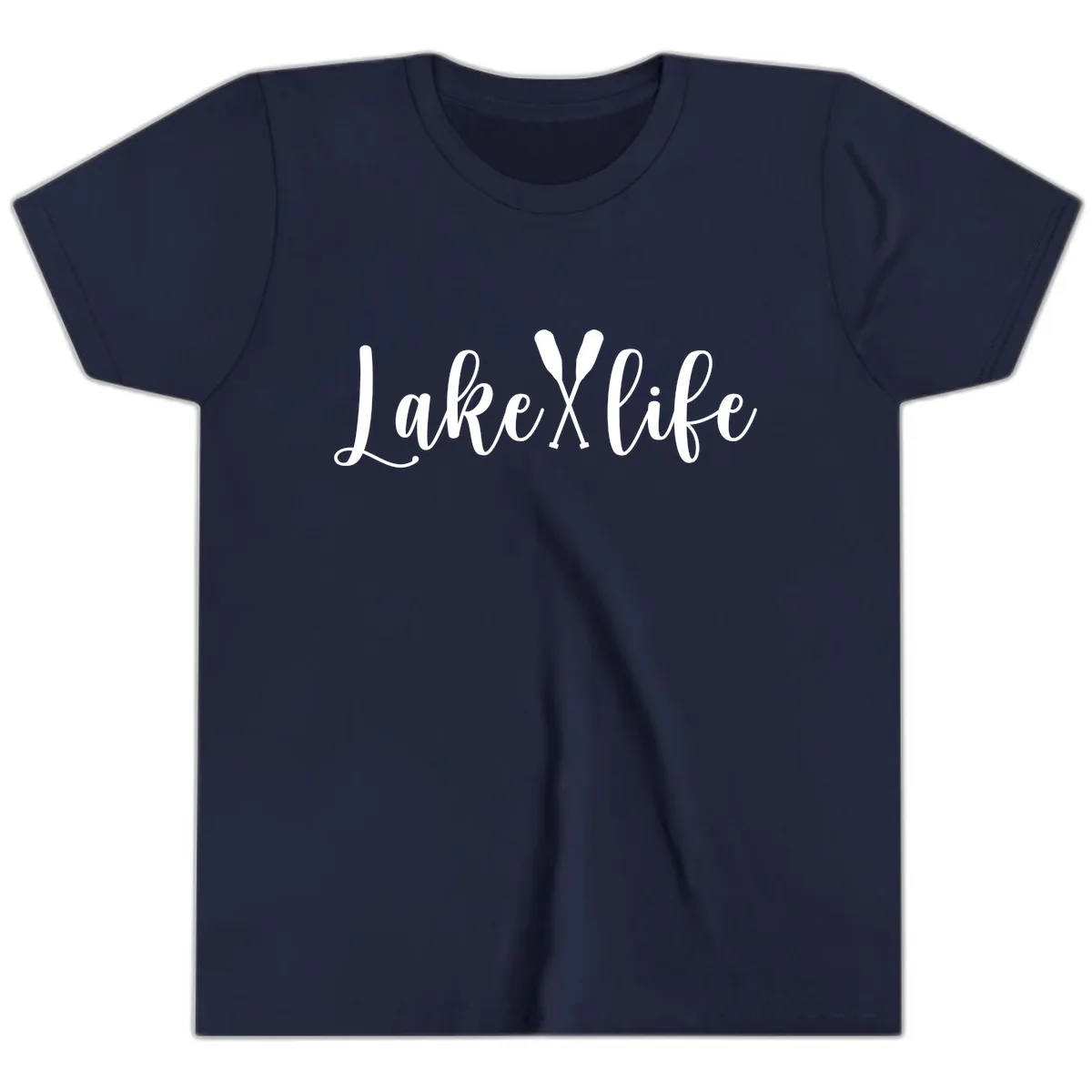 Lake Life Oar Design Youth T-Shirt in Navy