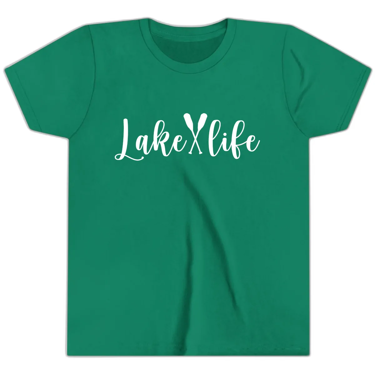 Lake Life Oar Design Youth T-Shirt in Kelly