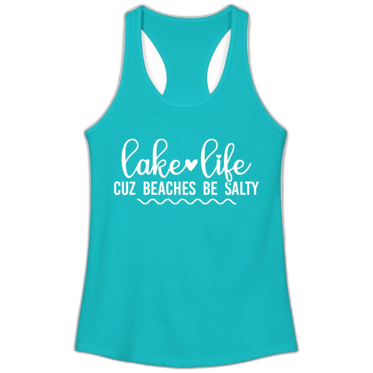 Lake Life Cuz Beaches Be Salty Ladies Tank in Tahiti Blue
