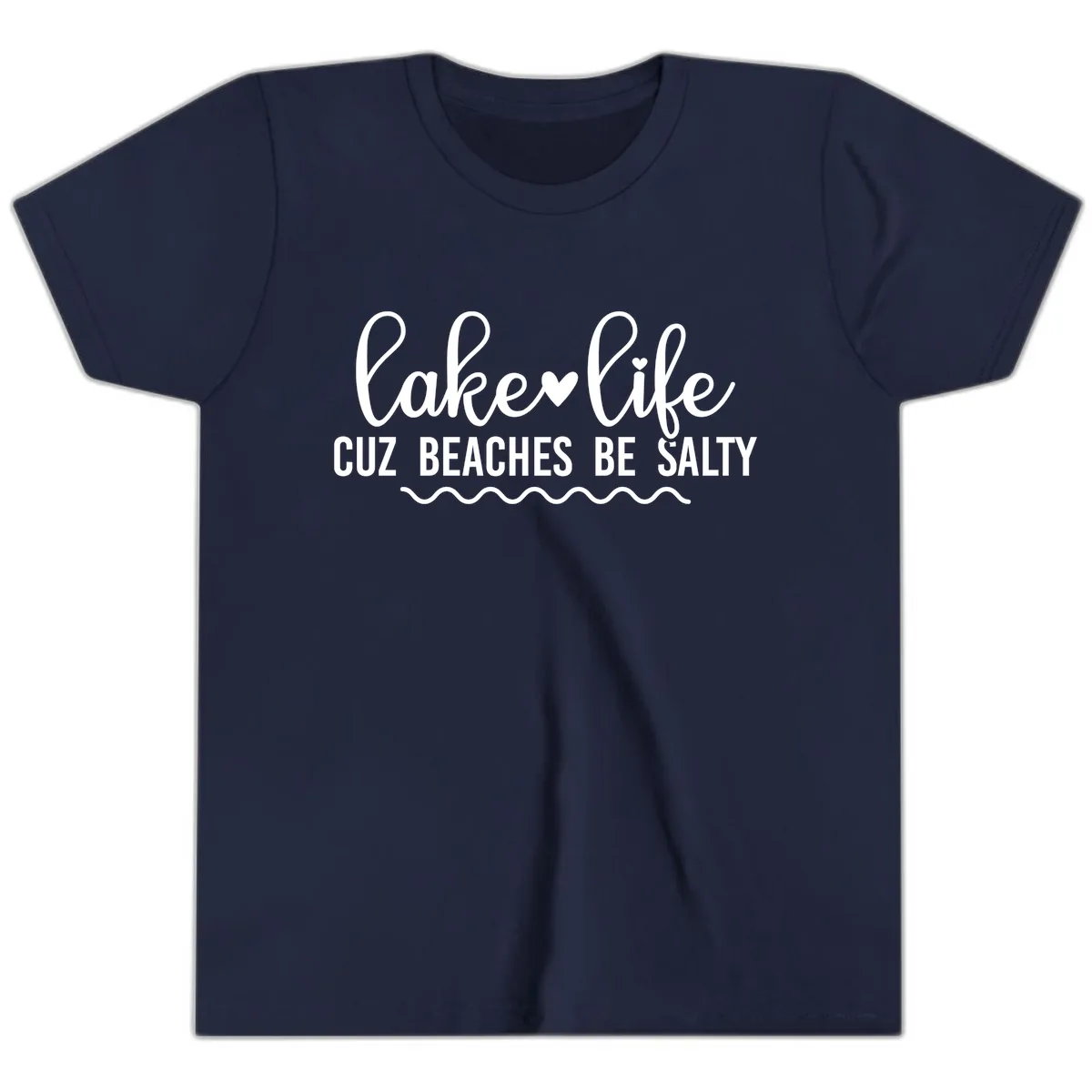 Lake Life Cuz Beaches Be Salty Youth T-Shirt in Navy