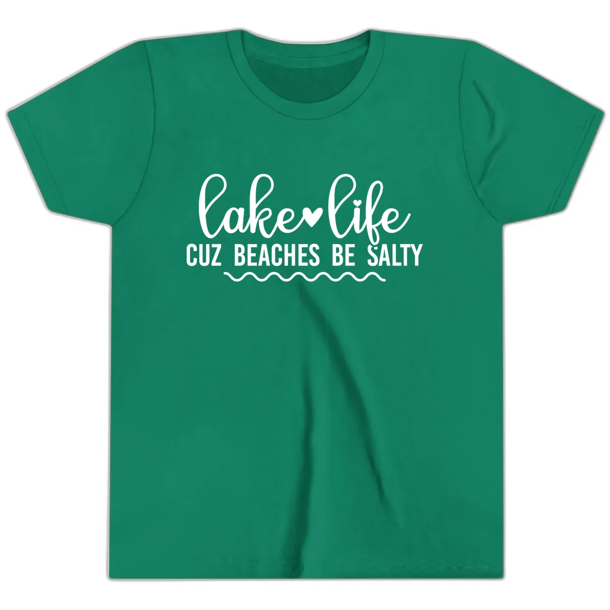 Lake Life Cuz Beaches Be Salty Youth T-Shirt in Kelly