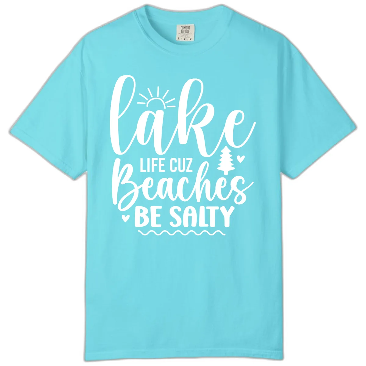 Lake Life Cuzz Beaches Be Salty Comfort Color in Lagoon Blue