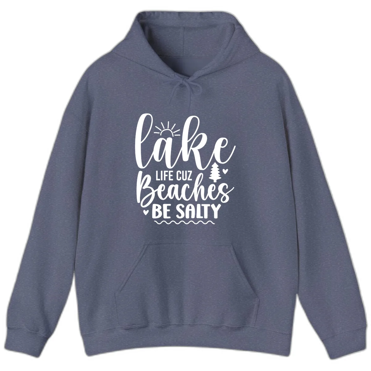 Lake Life Cuzz Beaches Be Salty Hoodie in Heather Navy