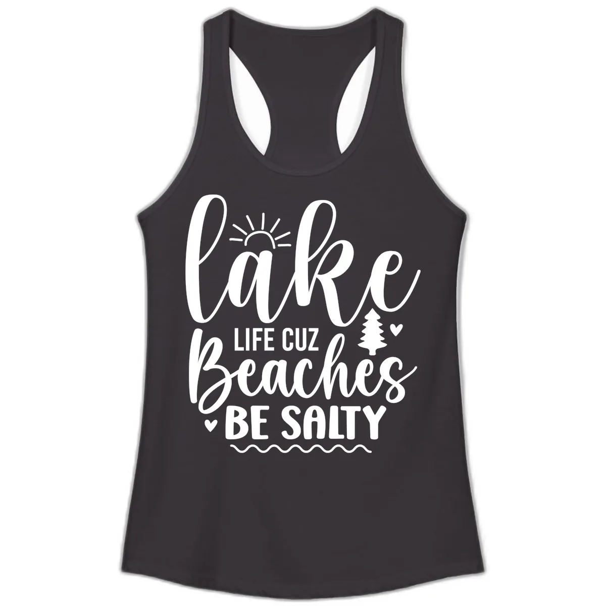 Lake Life Cuzz Beaches Be Salty Ladies Tank in Black