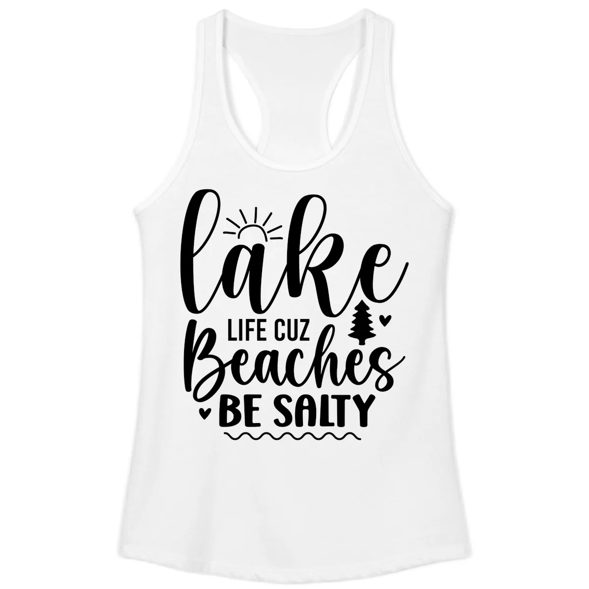 Lake Life Cuzz Beaches Be Salty Ladies Tank in White