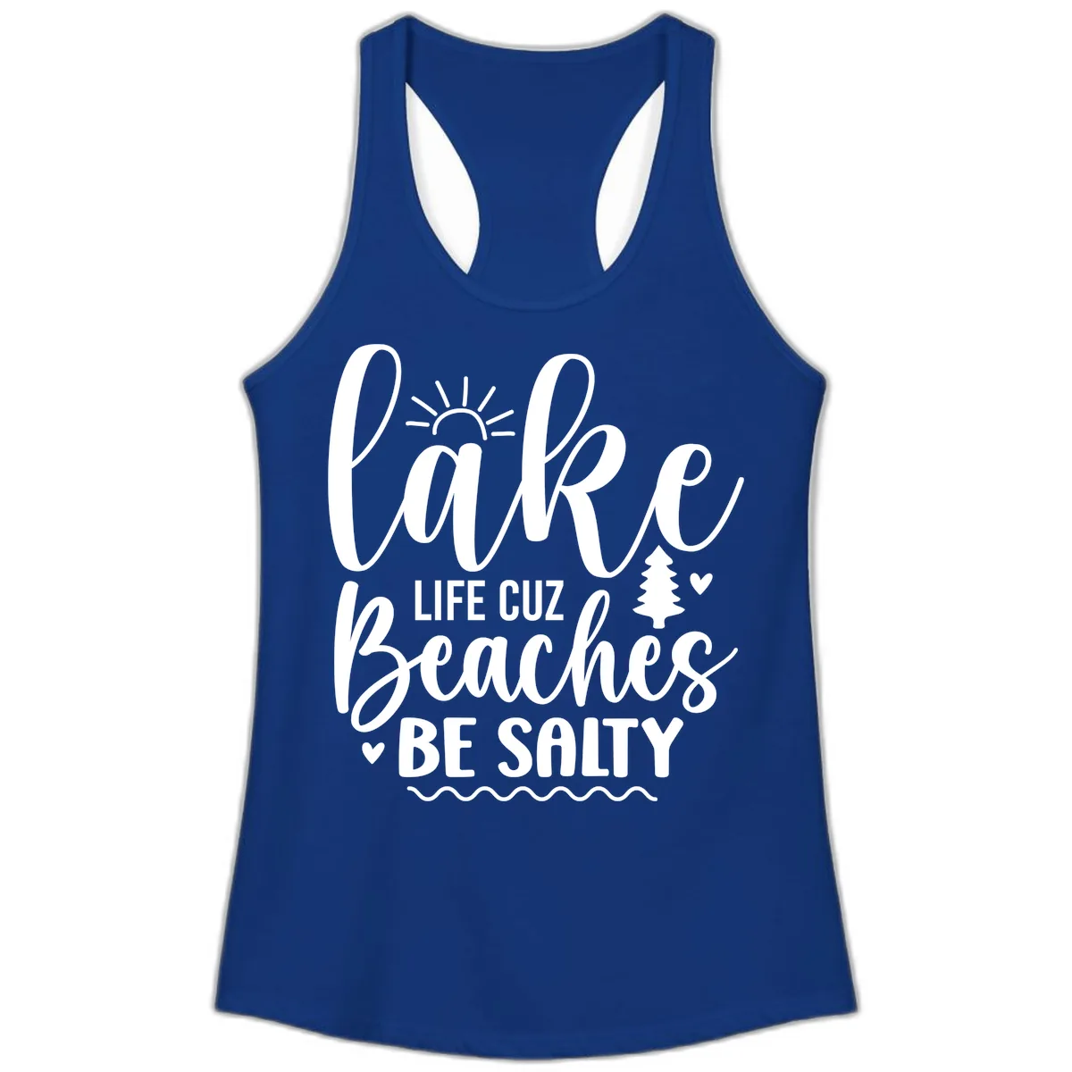 Lake Life Cuzz Beaches Be Salty Ladies Tank in Solid Royal