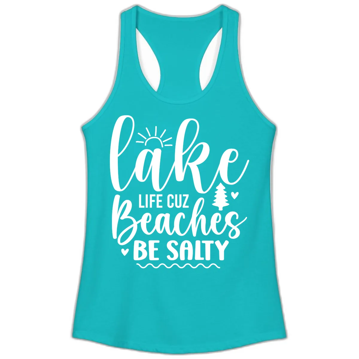 Lake Life Cuzz Beaches Be Salty Ladies Tank in Tahiti Blue